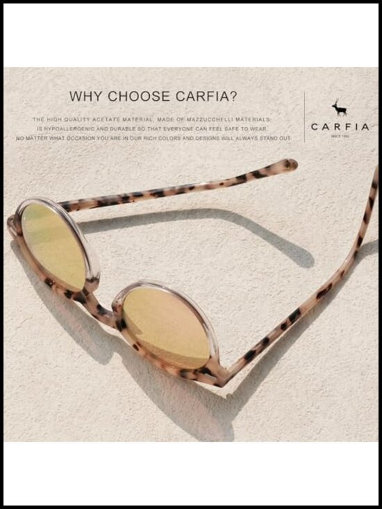 Retro Polarized Acetate Sunglasses for Women UV Protection Classic Round Shades main image 5